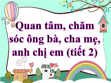 Bài giảng Đạo đức Lớp 3 - Tuần 8, Bài: Quan tâm, chăm sóc ông bà cha mẹ anh chị em (Tiết 2)