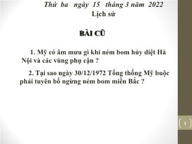 Bài giảng Lịch sử 5 - Tuần 27, Bài 25: Lễ ký hiệp định Pa-ri - Năm học 2020-2021