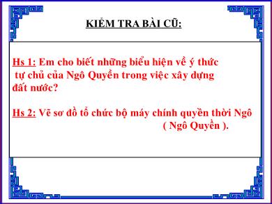 Bài giảng Lịch sử 7 - Tiết 12, Bài 9: Nước Đại Cồ Việt thời Đinh, Tiền Lê - Phạm Thị Hương