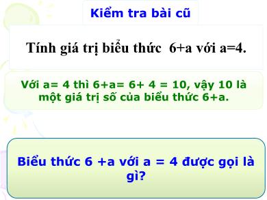 Bài giảng Toán 4 - Tuần 7, Bài: Biểu thức có chứa hai chữ - Chu Thanh Thảo