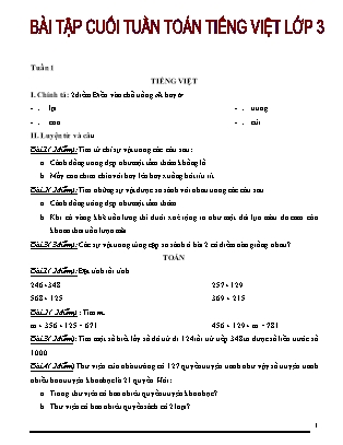 Bài tậi cuối tuần Toán và Tiếng Việt Lớp 3