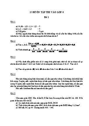 Bộ 15 đề ôn tập môn Toán 5 thi vào Lớp 6