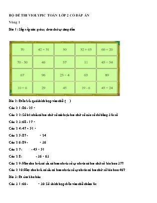 Bộ đề thi Violympic Toán Lớp 2 (Có đáp án)