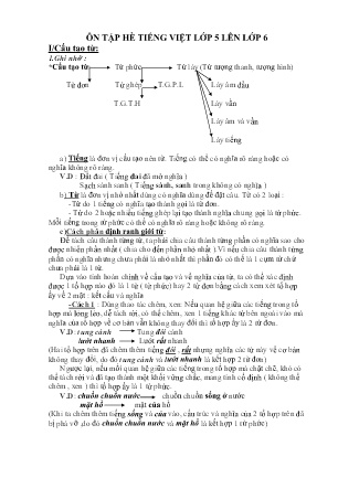 Đề cương ôn tập hè Tiếng Việt Lớp 5 lên Lớp 6