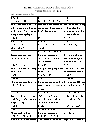 Đề thi Toán Violympic Lớp 4 - Vòng 5 - Năm 2019-2020 (Có đáp án)