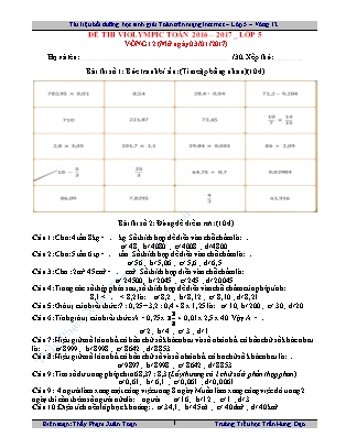 Đề thi Toán Violympic Lớp 5 - Vòng 12 - Trường TH Trần Hưng Đạo