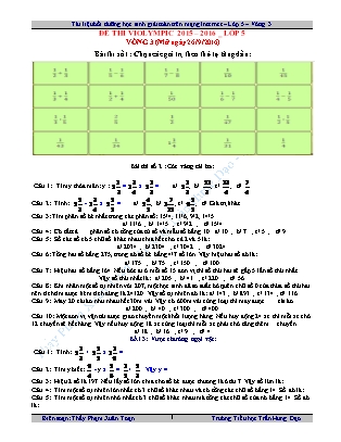 Đề thi Toán Violympic Lớp 5 - Vòng 3 - Trường TH Trần Hưng Đạo