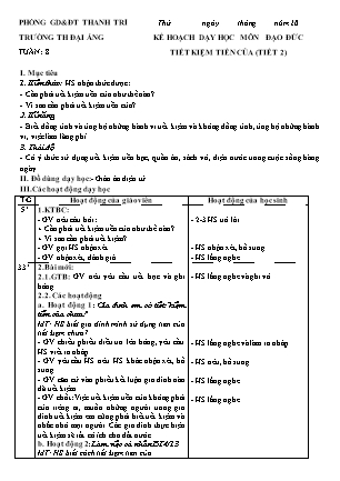 Giáo án Đạo đức Lớp 4 - Tuần 8, Bài: Tiết kiệm tiền của (Tiết 2)