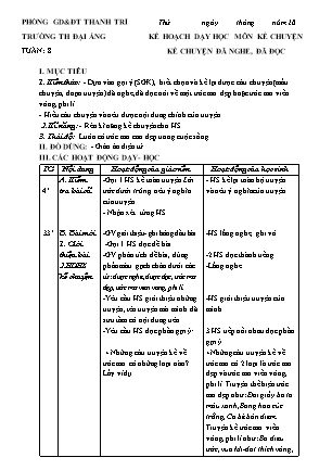 Giáo án Kể chuyện 4 - Tuần 8, Bài: Kể chuyện đã nghe, đã đọc