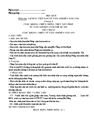 Giáo án Lịch sử 8 - Tiết 37 đến Tiết 52