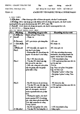 Giáo án Luyện từ và câu 4 - Tuần 8, Bài 15: Cách viết tên người, tên địa lí nước ngoài