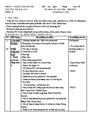 Giáo án Sinh hoạt lớp Khối 4 - Tuần 8