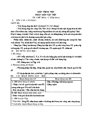 Giáo án Tập viết Khối 3 - Tuần 5, Bài: Ôn chữ hoa C (Tiếp theo)