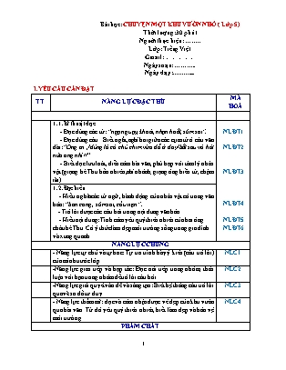 Giáo án Tiếng Việt 5 - Bài học: Chuyện một khu vườn nhỏ (Bài tập cuối khóa)