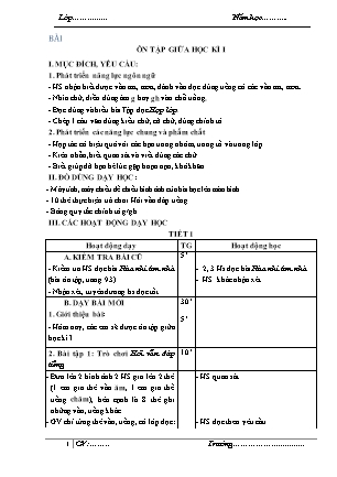 Giáo án Tiếng Việt Cánh diều Lớp 1 - Tuần 10