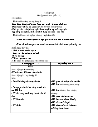 Giáo án Tiếng Việt Cánh diều Lớp 1 - Tuần 18