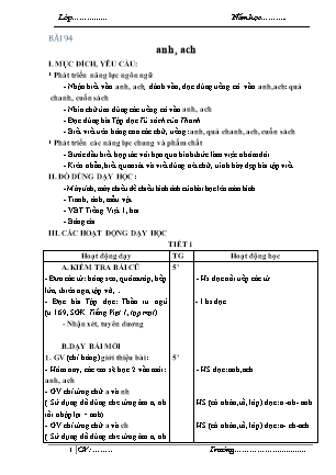 Giáo án Tiếng Việt Cánh diều Lớp 1 - Tuần 19