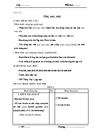 Giáo án Tiếng Việt Cánh diều Lớp 1 - Tuần 26