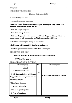 Giáo án Tiếng Việt Cánh diều Lớp 1 - Tuần 28 - Năm học 2020-2021