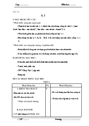 Giáo án Tiếng Việt Cánh diều Lớp 1 - Tuần 3