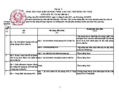 Hướng dẫn thực hiện chương trình Giáo dục phổ thông cấp THCS môn Lịch sử Lớp 7, Lớp 8, Lớp 9