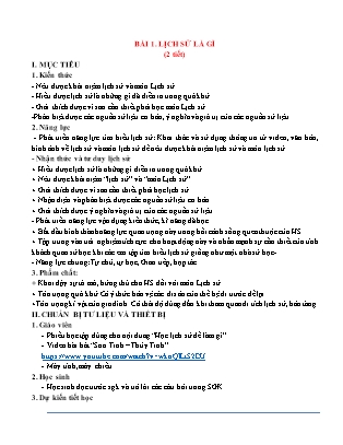 Kế hoạch giảng dạy Lịch sử 6 - Bài 1 đến Bài 8 - Bộ sách Chân trời sáng tạo