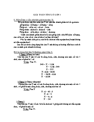 Ôn luyện học sinh giỏi Lớp 3 - Chuyên đề Giải toán tìm X