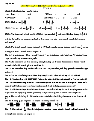 Ôn tập tổng hợp Tuần 1 đến Tuần 4 môn Toán và Tiếng Việt Lớp 5