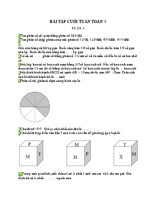 Phiếu bài tập cuối tuần môn Toán Khối 5