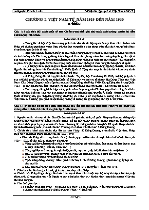 Tài liệu ôn tập Lịch sử 12 - Chủ đề Lịch sử Việt Nam (1919-1975)