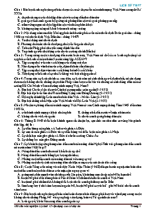 Tổng hợp 180 câu ôn tập vận dụng cao Lịch sử THPT (Có đáp án)