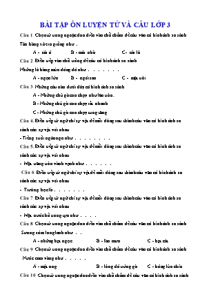 Tổng hợp câu hỏi ôn tập Luyện từ và câu Lớp 3