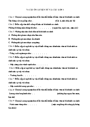 Tổng hợp câu hỏi ôn tập môn Luyện từ và câu Lớp 3