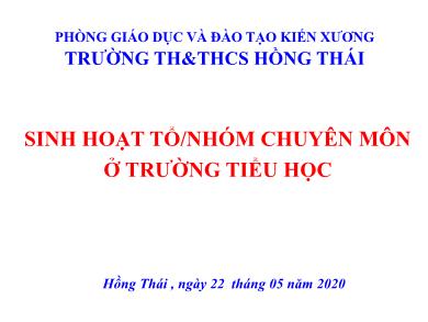 Bài giảng Sinh hoạt tổ/nhóm chuyên môn ở Trường Tiểu học - Năm học 2019-2020 - Trường Tiểu học &THCS Hồng Thái