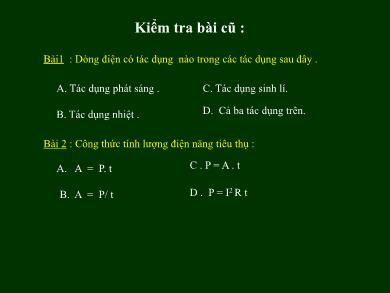 Bài giảng Vật lý Lớp 9 - Bài 19: Sử dụng an toàn và tiết kiệm điện