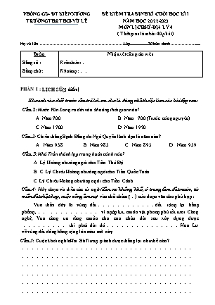 Đề kiểm tra định kì cuối học kì I môn Lịch sử và Địa lí Lớp 4 - Năm học 2023-2024 - Trường TH&THCS Vũ Lễ (Có đáp án)
