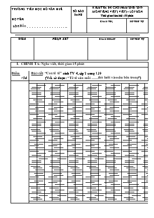 Đề kiểm tra định kì cuối năm môn Tiếng Việt Lớp 4 - Năm học 2018-2019 - Trường Tiểu học Hồ Văn Huê