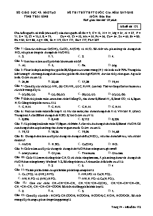 Đề thi thử THPT Quốc gia Lần 1 môn Hóa học Lớp 12 - Mã đề: 132 - Năm học 2017-2018 - Trường THPT Đông Thụy Anh (Kèm đáp án)