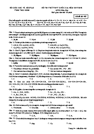 Đề thi thử THPT Quốc gia Lần 1 môn Hóa học Lớp 12 - Mã đề: 485 - Năm học 2017-2018 - Trường THPT Đông Thụy Anh (Kèm đáp án)