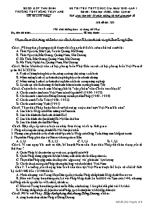 Đề thi thử THPT Quốc gia Lần 1 môn Lịch sử Lớp 12 - Mã đề: 203 - Năm học 2017-2018 - Trường THPT Đông Thụy Anh (Kèm đáp án)