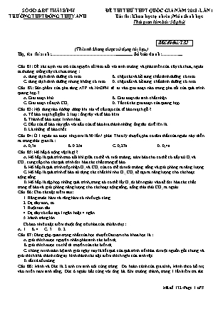Đề thi thử THPT Quốc gia Lần 1 môn Sinh học Lớp 12 - Mã đề: 132 - Năm học 2017-2018 - Trường THPT Đông Thụy Anh (Kèm đáp án)