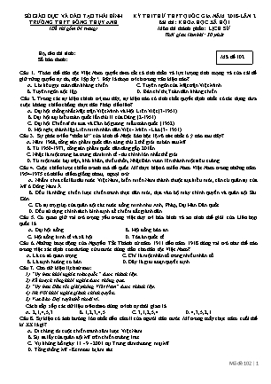 Đề thi thử THPT Quốc gia Lần 2 môn Lịch sử Lớp 12 - Mã đề: 102 - Năm học 2017-2018 - Trường THPT Đông Thụy Anh
