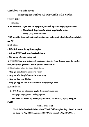 Giáo án Hóa học Lớp 12 - Chương VI - Tiết 41+42: Chuyên đề Nhôm và hợp chất của nhôm