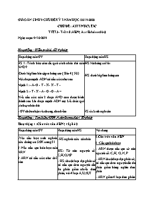Giáo án Sinh học Lớp 9 - Tiết 18: ARN (Axit Ribônuclêic) - Năm học 2019-2020