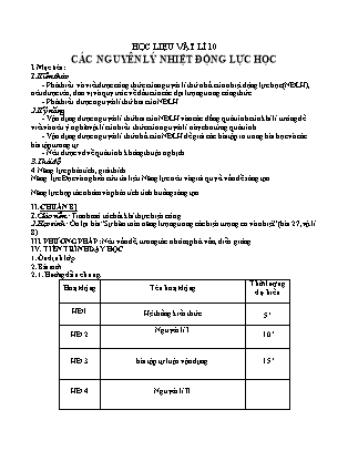Giáo án Vật lý Lớp 10 - Các nguyên lý nhiệt động lực học