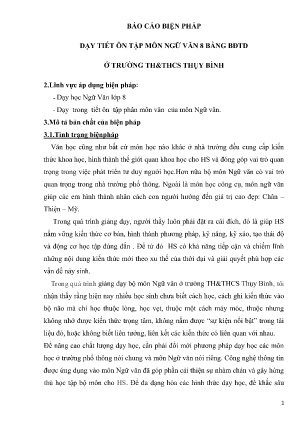 SKKN Dạy tiết ôn tập môn Ngữ Văn 8 bằng Bản đồ tư duy ở Trường TH&THCS Thụy Bình