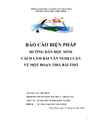 SKKN Hướng dẫn học sinh cách làm bài văn nghị luận về một đoạn thơ, bài thơ
