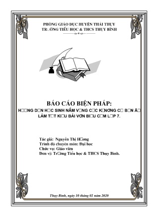 SKKN Hướng dẫn học sinh nắm vững các kĩ năng cơ bản để làm tốt kiểu bài văn biểu cảm Lớp 7