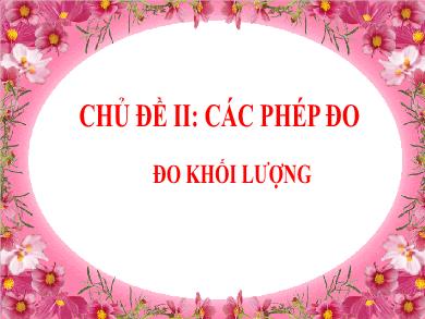 Bài giảng Khoa học tự nhiên Lớp 6 (Cánh diều) - Chủ đề II: Các phép đo - Đo khối lượng