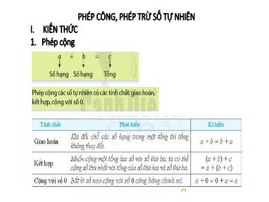 Bài giảng Toán Lớp 6 (Cánh diều) - Phép cộng, phép trừ số tự nhiên
